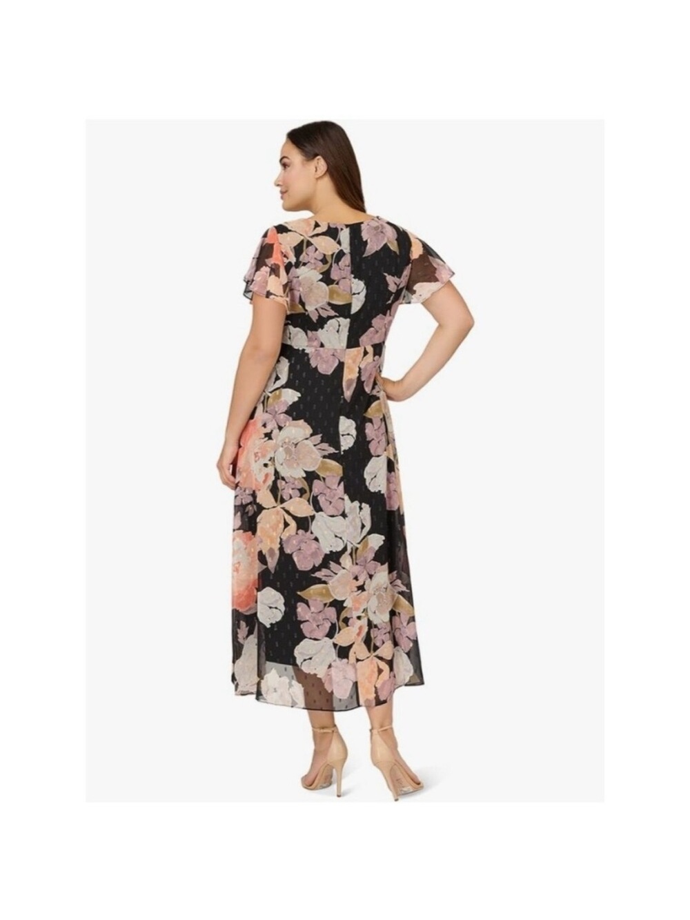 Adrianna Papell Floral Chiffon Printed V-Neck Jumpsuit - Picture 7 of 7